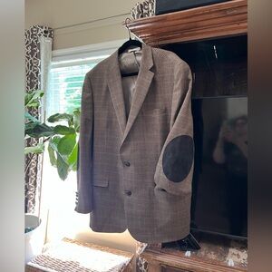 Ralph Lauren Trim Fit 48L 100% Wool Men's Brown Blazer with Elbow Patches EUC